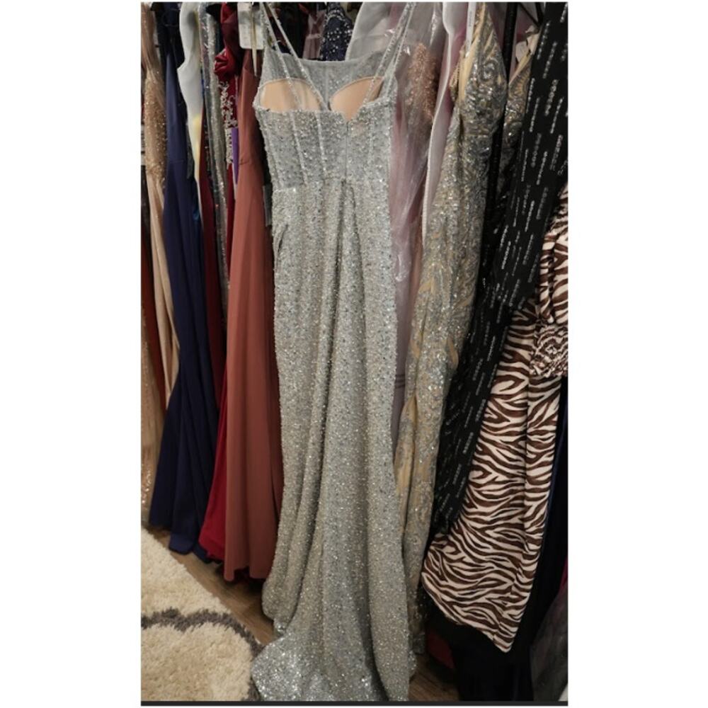 Portia & Scarlett PS24943 Evening Gown Dress Women 10 Silver Beaded Corset NWT - Picture 4 of 6